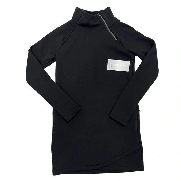 Athleta Cozy Karma Asym Sweatshirt Dress Black Athleisure Winter Lounge XXS NEW! - Picture 13 of 13